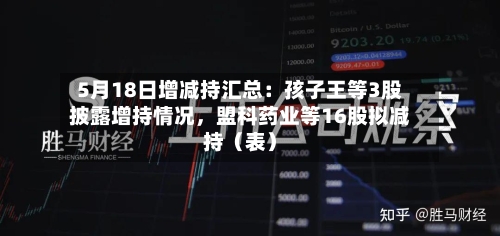 5月18日增减持汇总:孩子王等3股披露增持情况,盟科药业等16股拟减持(表)